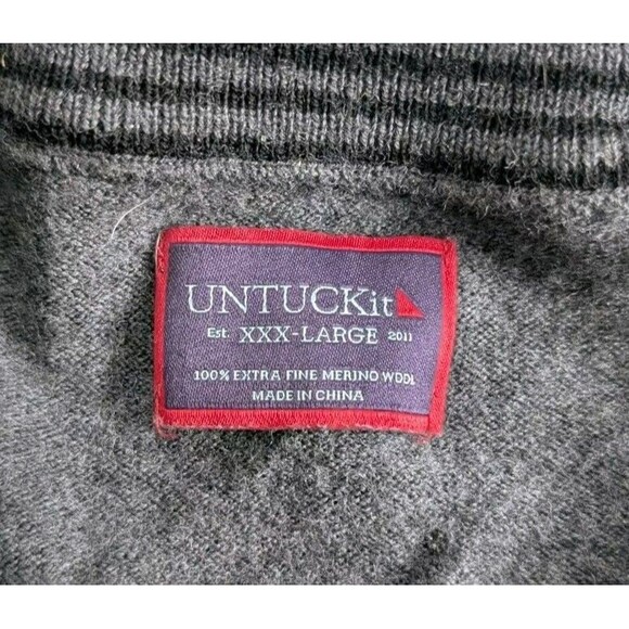 UNTUCKit Belguardo 1/4 Zip Pullover Sweater Men's Sz XXXL Gray Merino Wool 3X - Picture 2 of 7